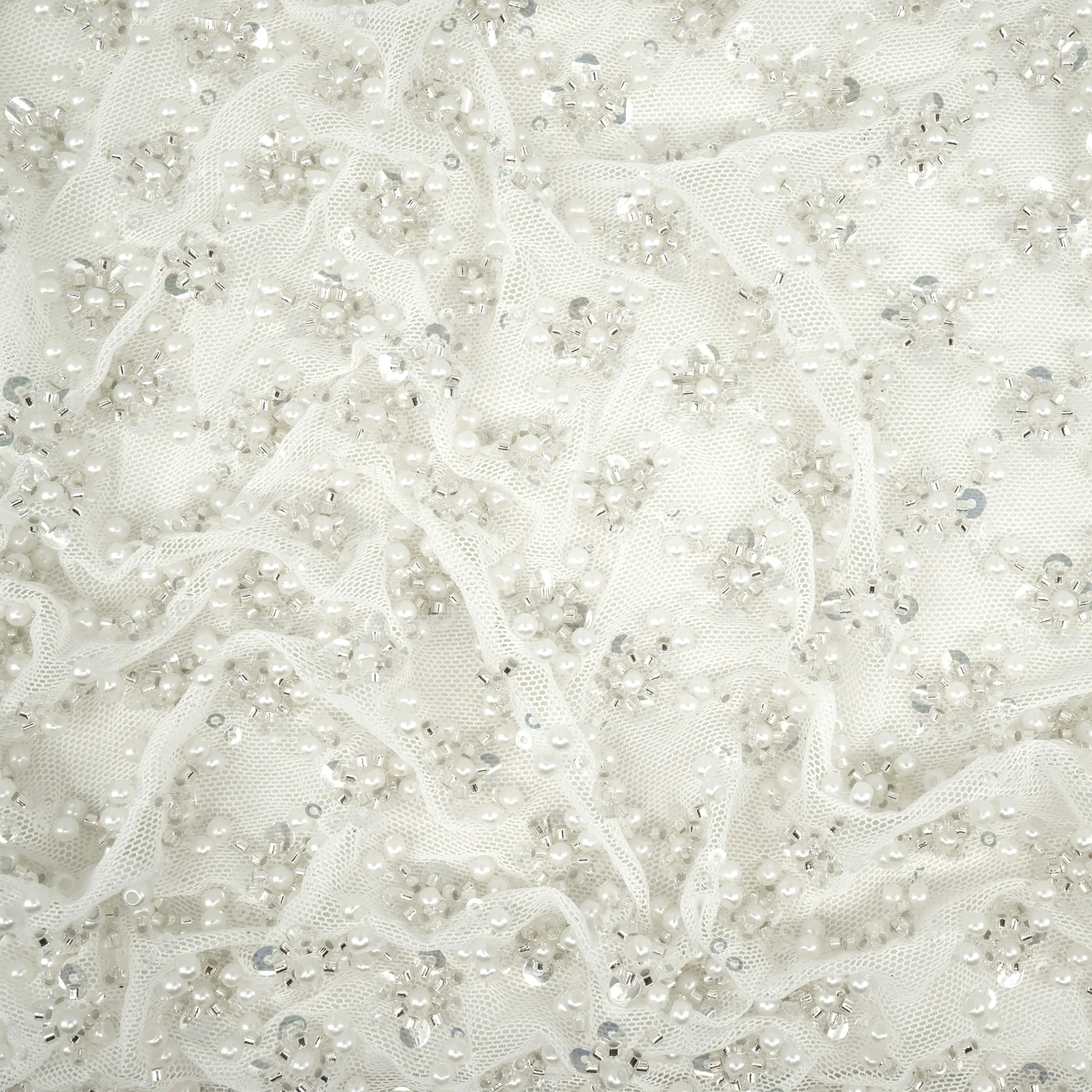 Blossom Beaded with Sequin Stretch Mesh Fabric | Blue Moon Fabrics - Image 10
