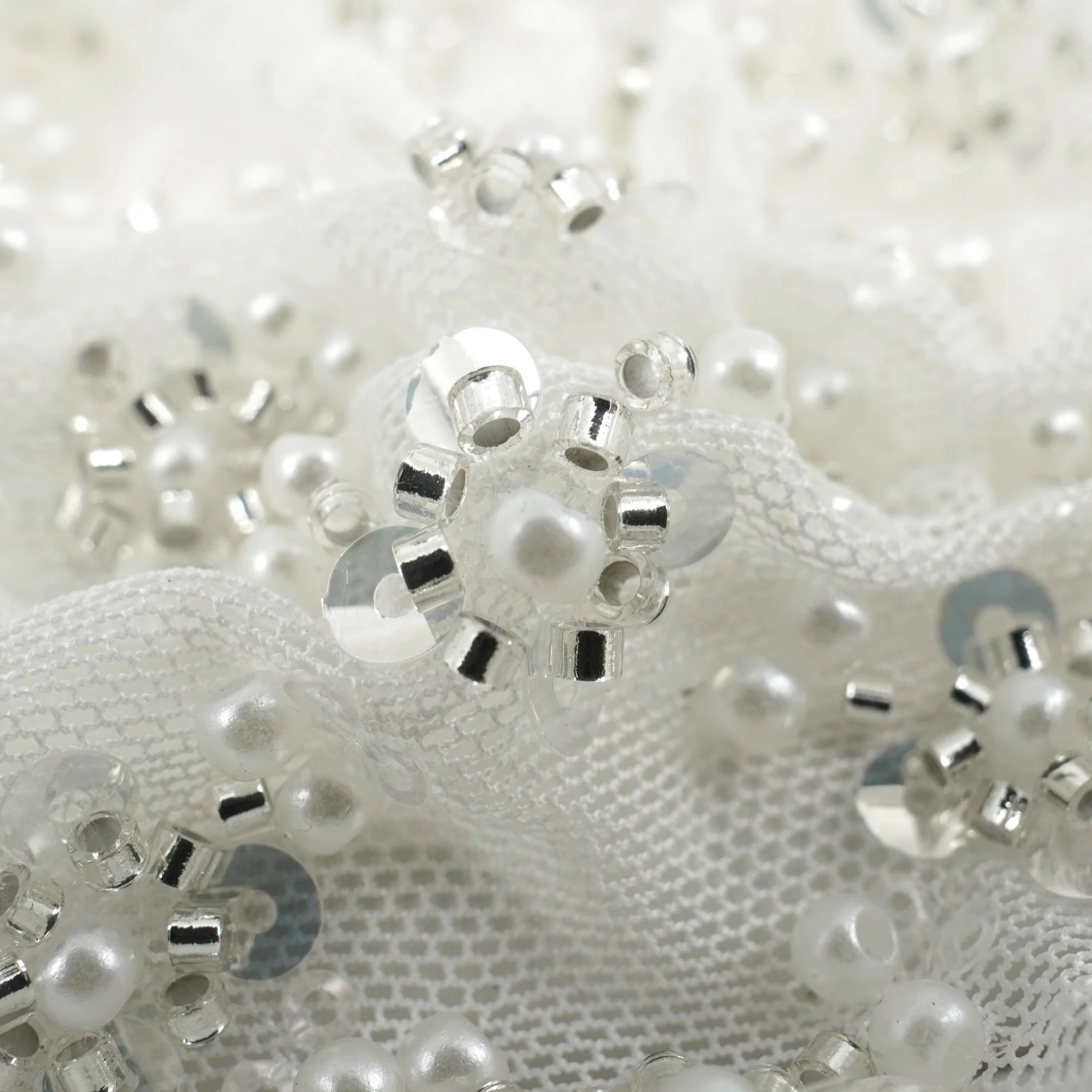 Blossom Beaded with Sequin Stretch Mesh Fabric | Blue Moon Fabrics - Image 11