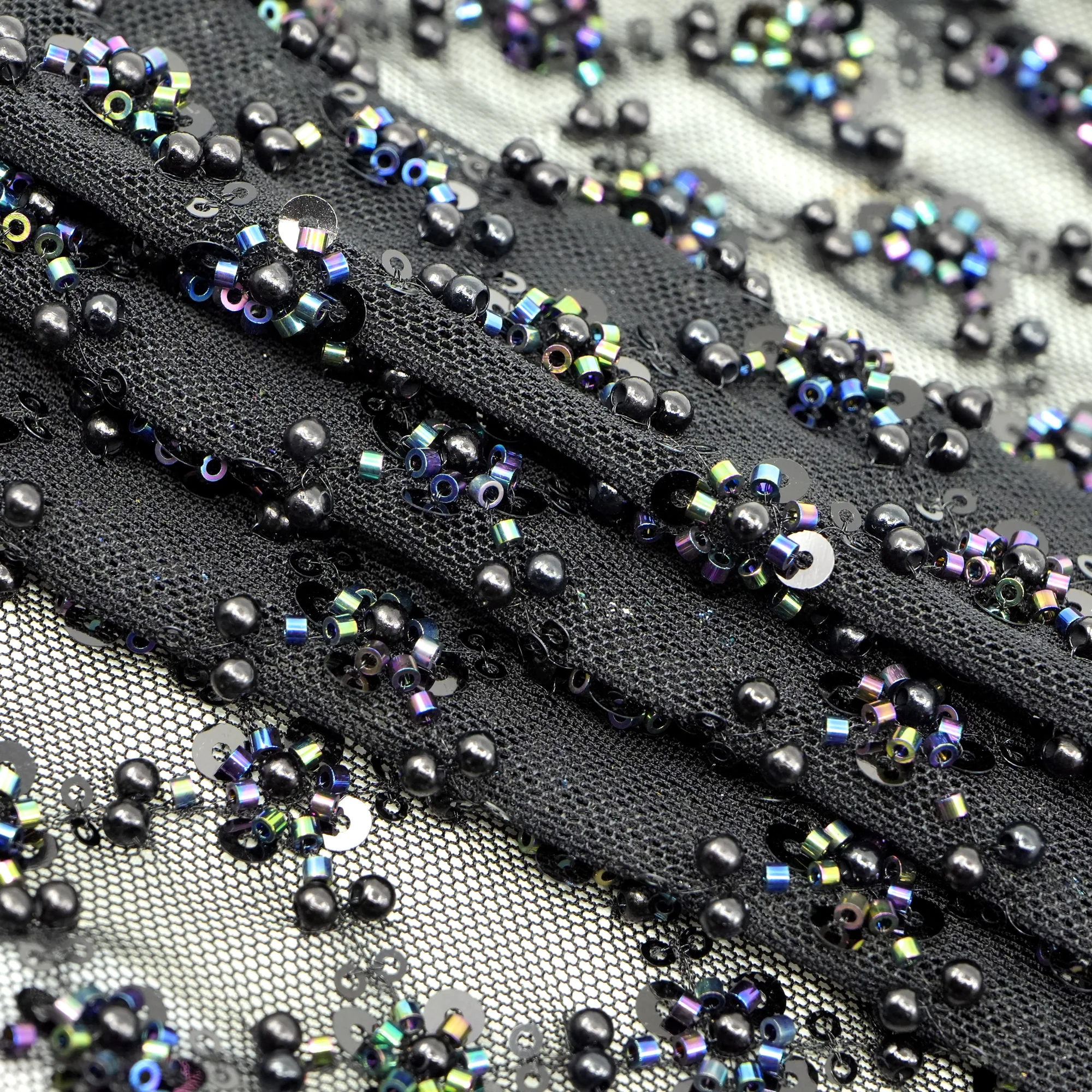 Blossom Beaded with Sequin Stretch Mesh Fabric | Blue Moon Fabrics - Image 15