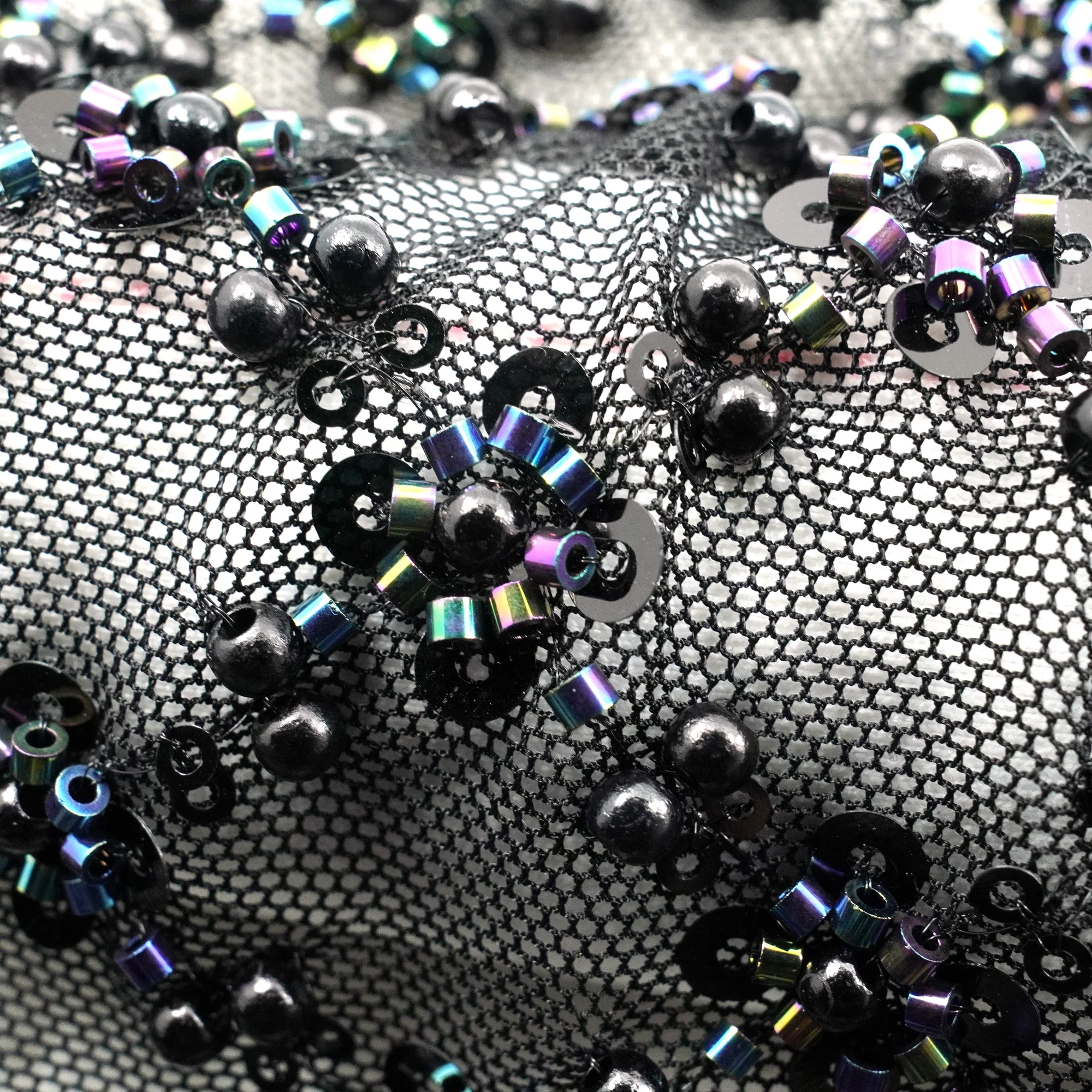 Blossom Beaded with Sequin Stretch Mesh Fabric | Blue Moon Fabrics - Image 16