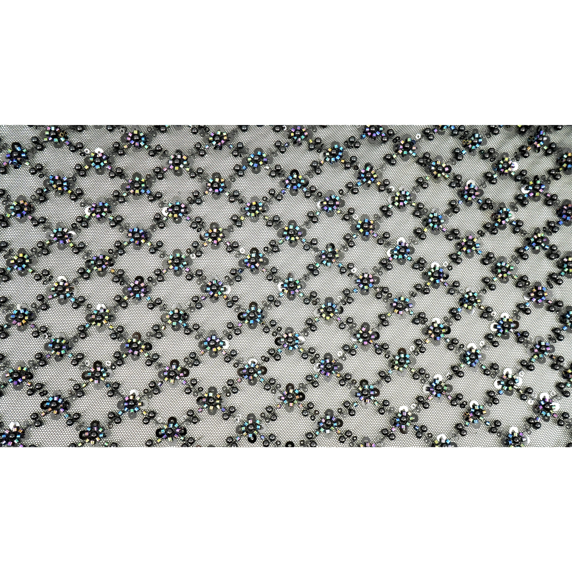 Blossom Beaded with Sequin Stretch Mesh Fabric | Blue Moon Fabrics - Image 18