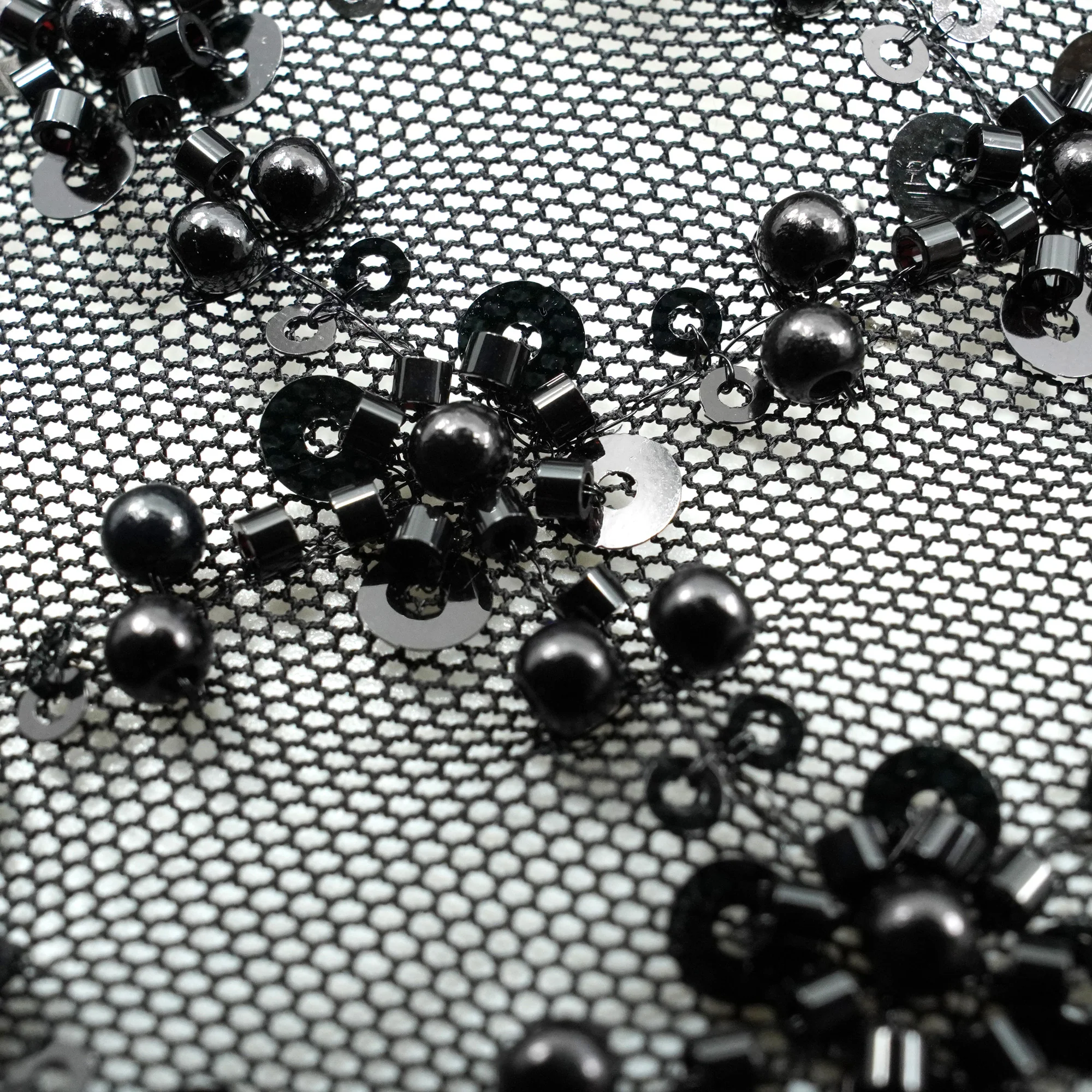 Blossom Beaded with Sequin Stretch Mesh Fabric | Blue Moon Fabrics - Image 4