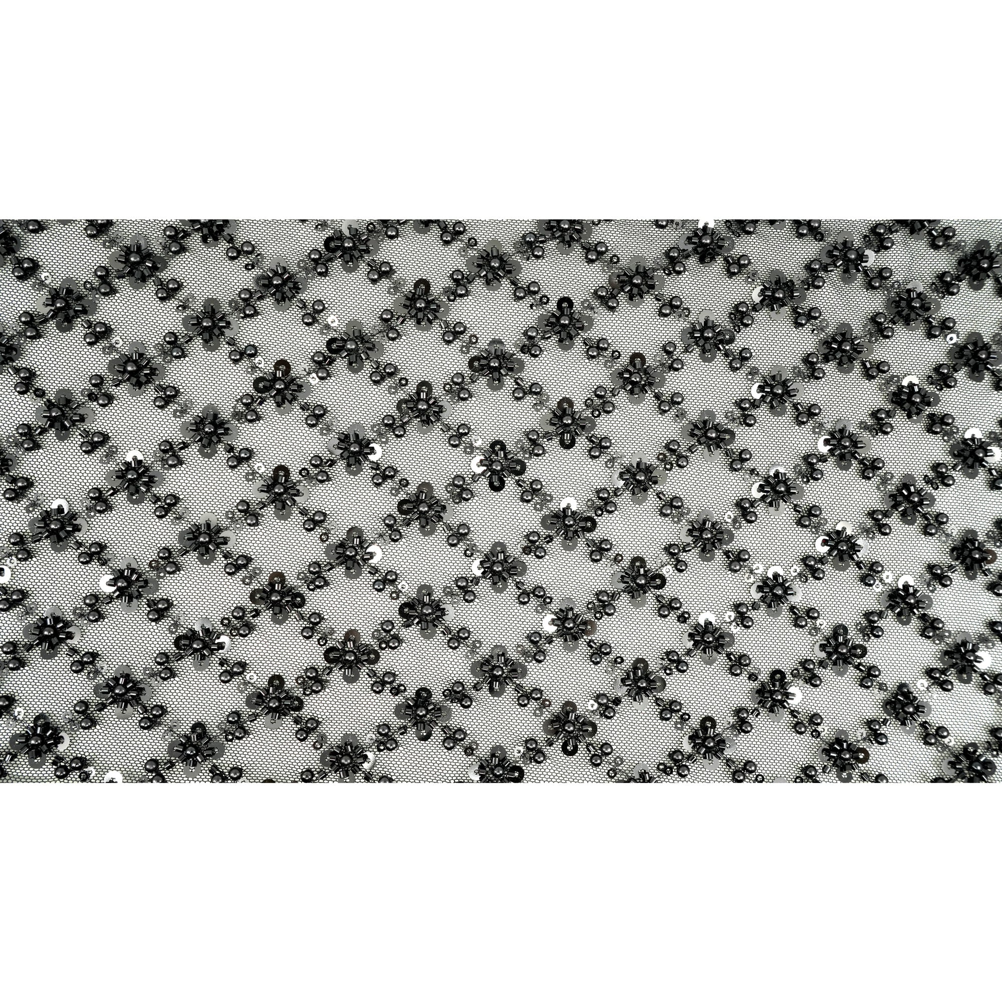 Blossom Beaded with Sequin Stretch Mesh Fabric | Blue Moon Fabrics - Image 6