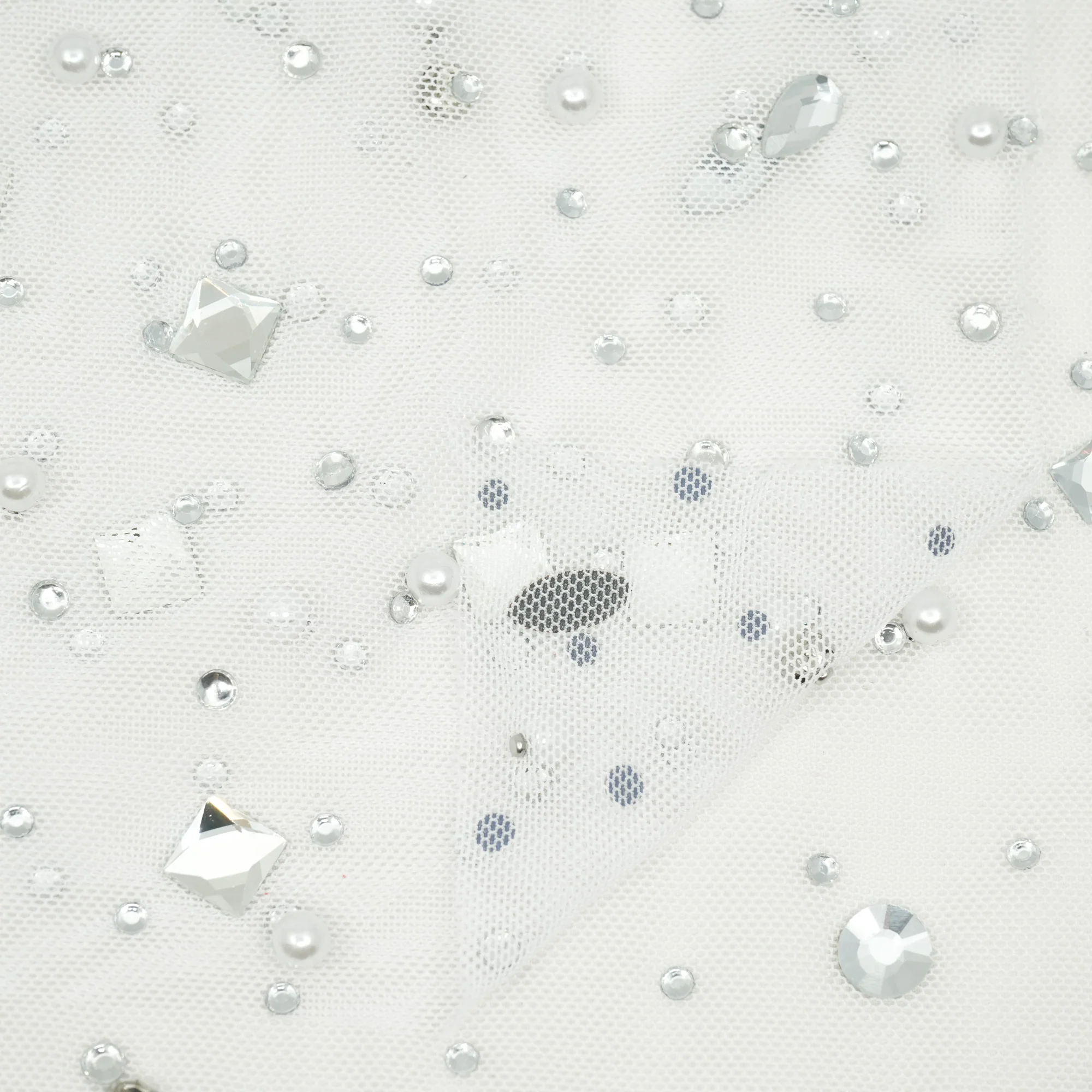 Brilliance Beaded with Rhinestone Stretch Mesh Fabric | Blue Moon Fabrics - Image 17