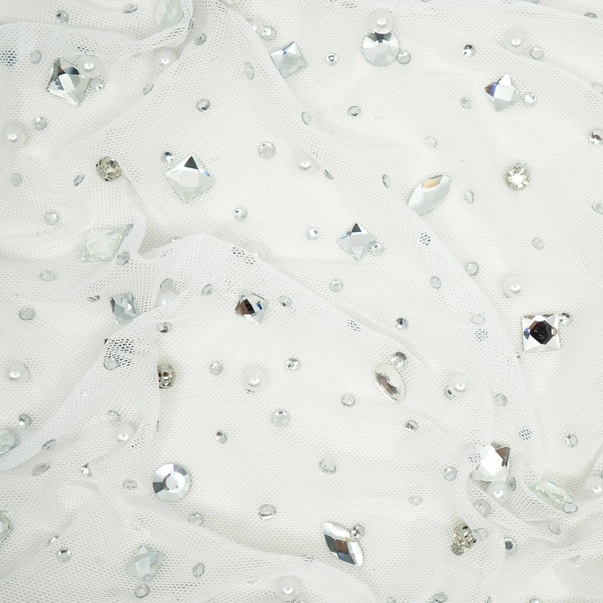 Brilliance Beaded with Rhinestone Stretch Mesh Fabric | Blue Moon Fabrics - Image 18