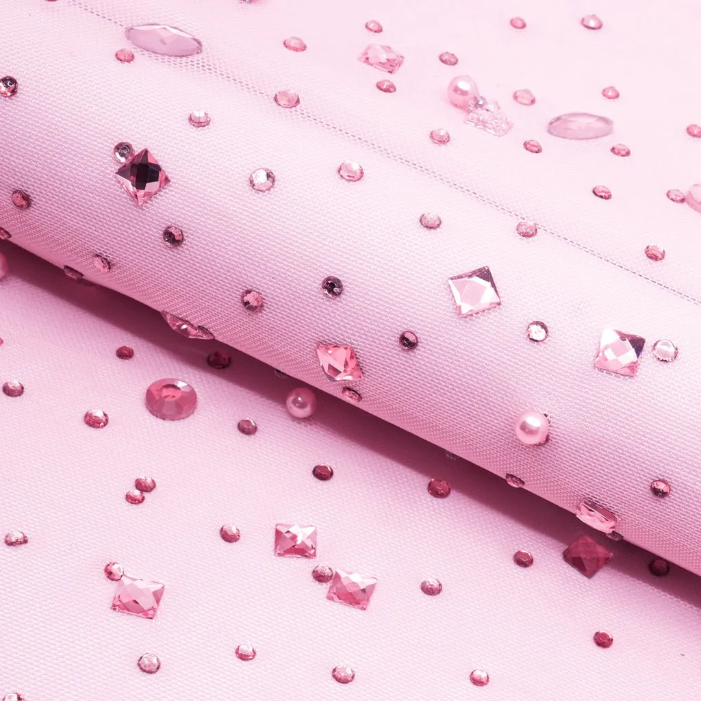 Brilliance Beaded with Rhinestone Stretch Mesh Fabric | Blue Moon Fabrics - Image 20