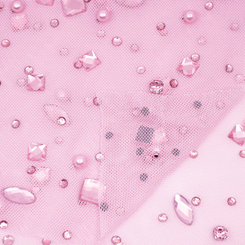 Brilliance Beaded with Rhinestone Stretch Mesh Fabric | Blue Moon Fabrics - Image 21