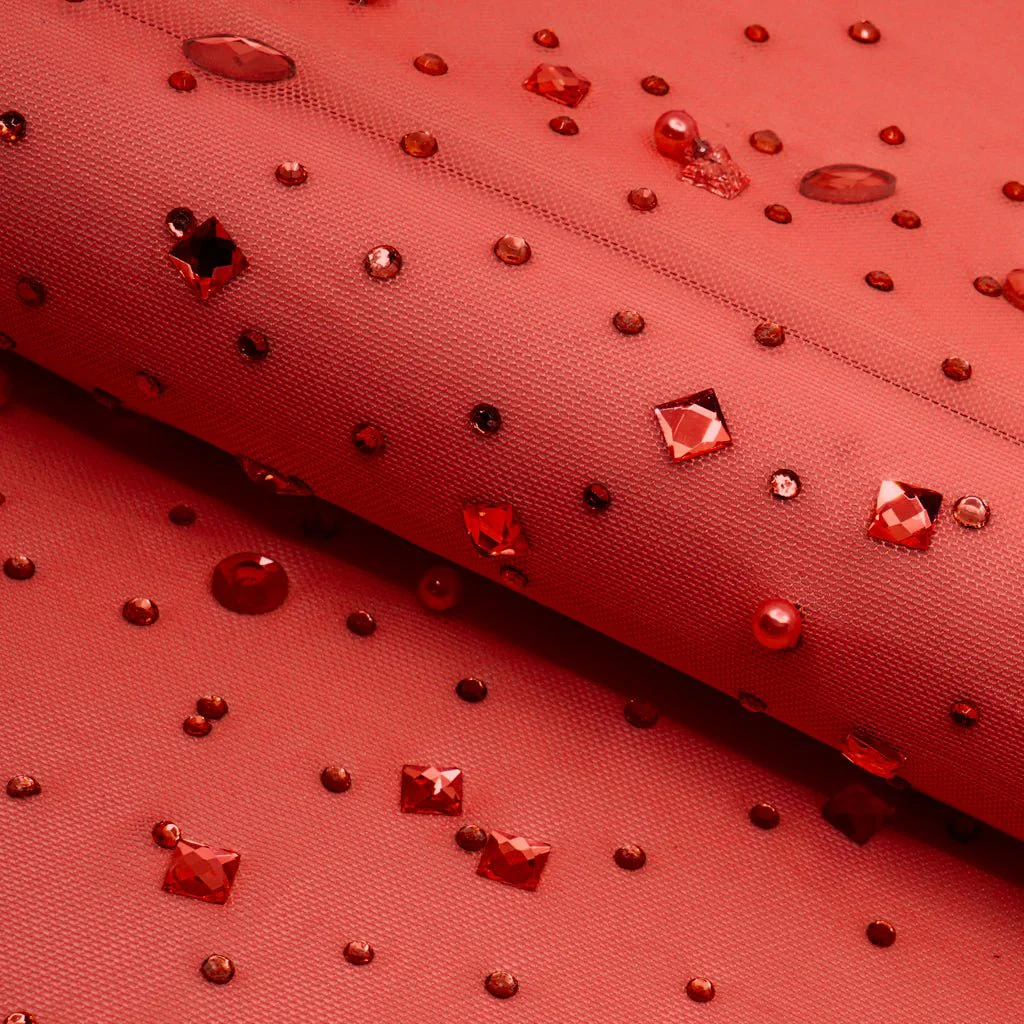 Brilliance Beaded with Rhinestone Stretch Mesh Fabric | Blue Moon Fabrics - Image 24