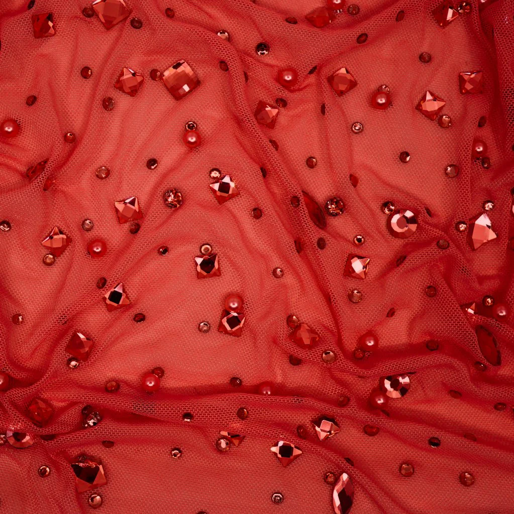 Brilliance Beaded with Rhinestone Stretch Mesh Fabric | Blue Moon Fabrics - Image 27