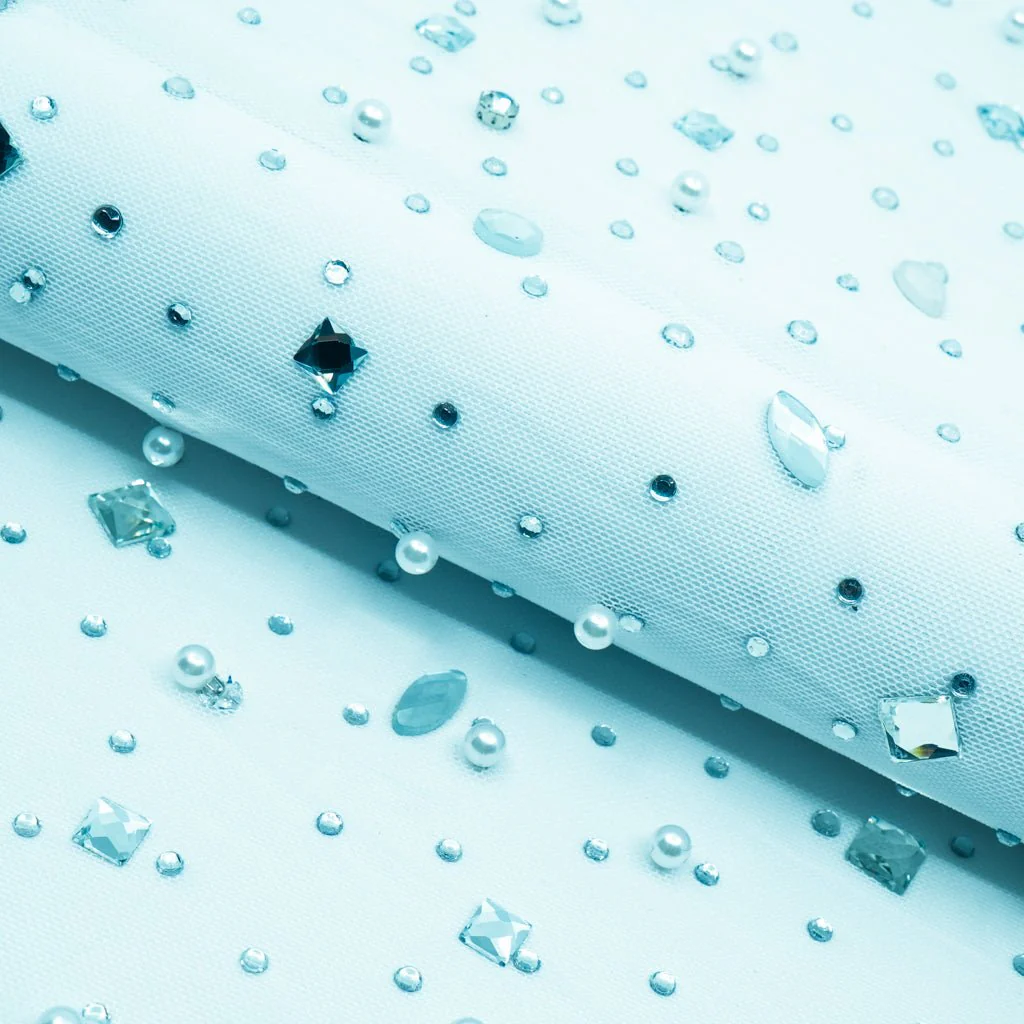 Brilliance Beaded with Rhinestone Stretch Mesh Fabric | Blue Moon Fabrics - Image 32