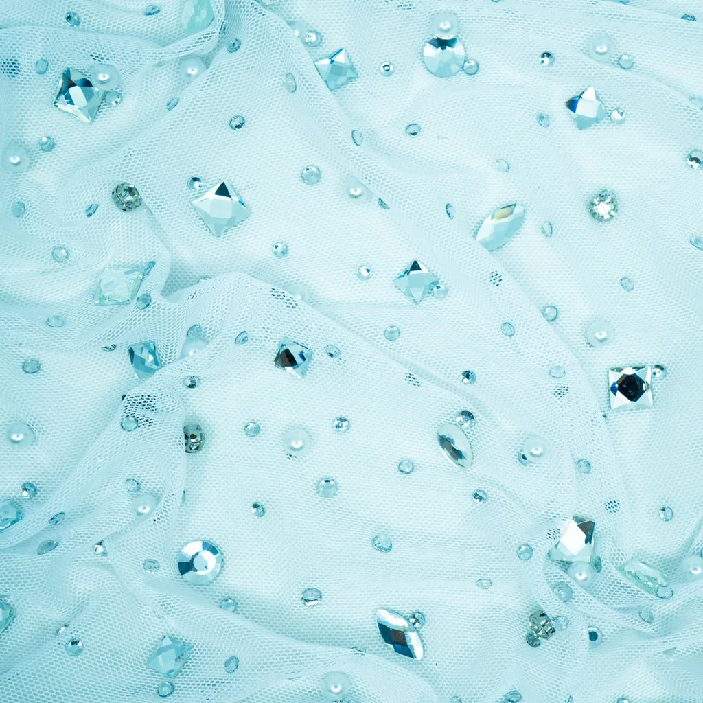 Brilliance Beaded with Rhinestone Stretch Mesh Fabric | Blue Moon Fabrics - Image 35