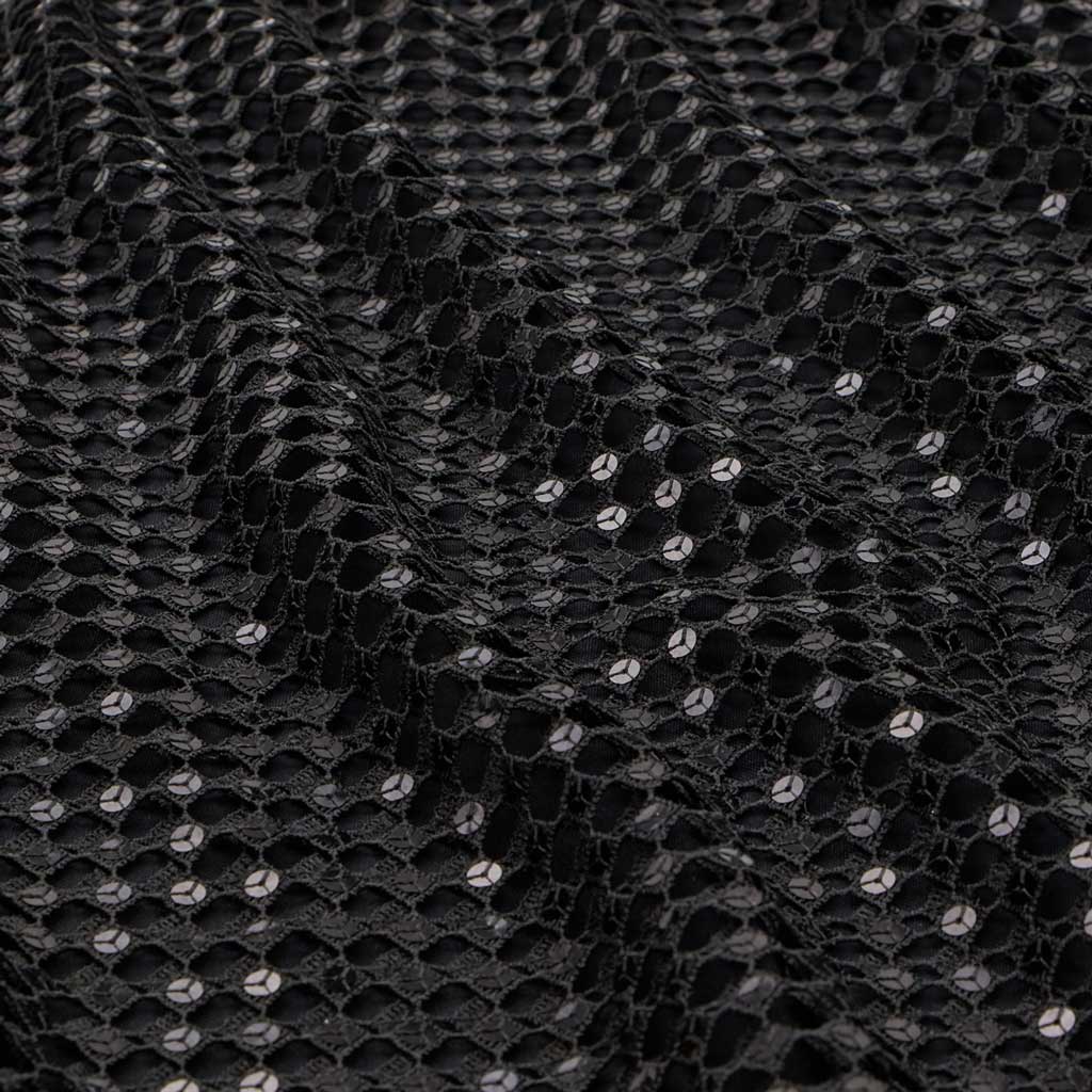 Chequered Knitted Lace Sequin Fabric | Blue Moon Fabrics - Image 3