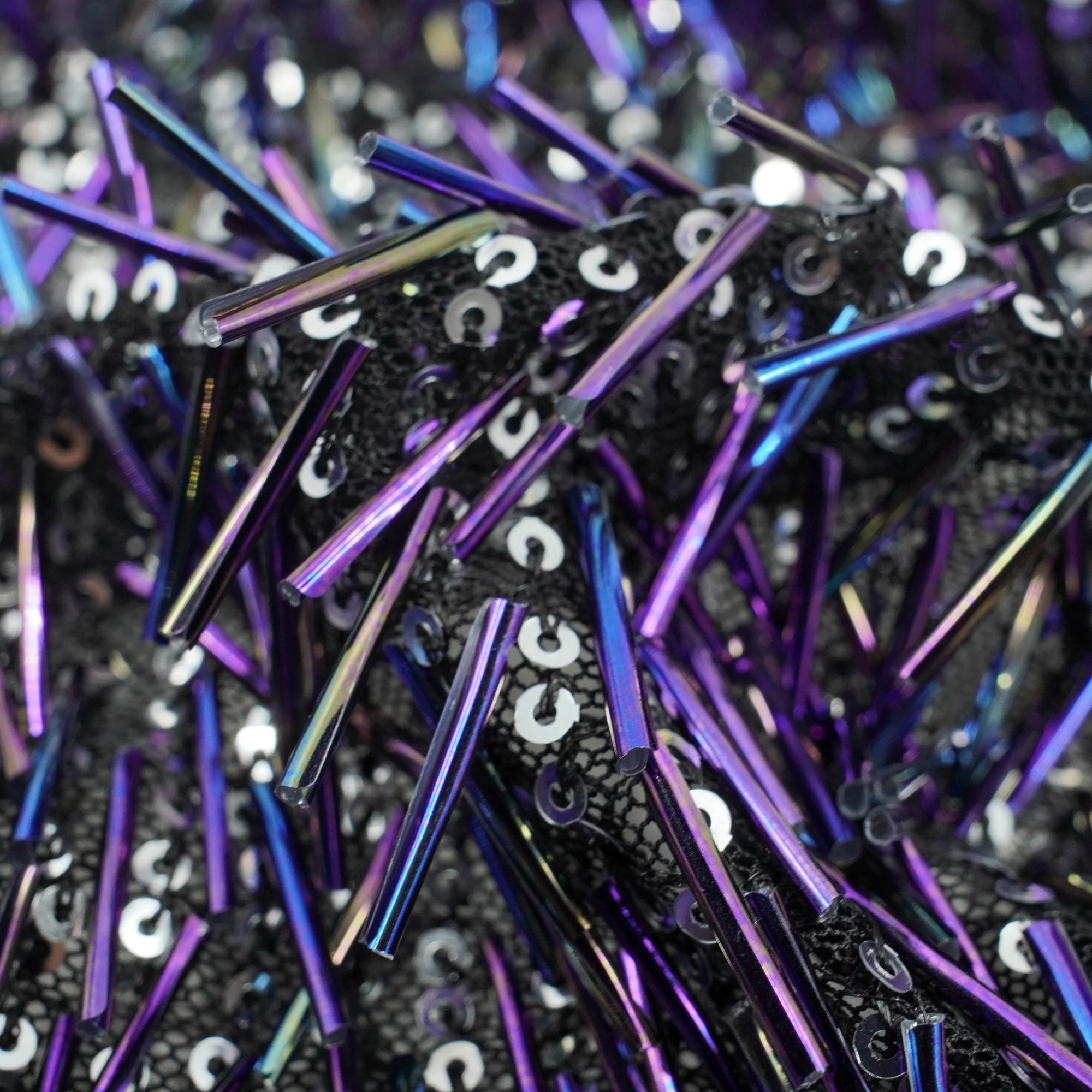 Gleam Beaded with Sequins Stretch Mesh Fabric | Blue Moon Fabrics - Image 3