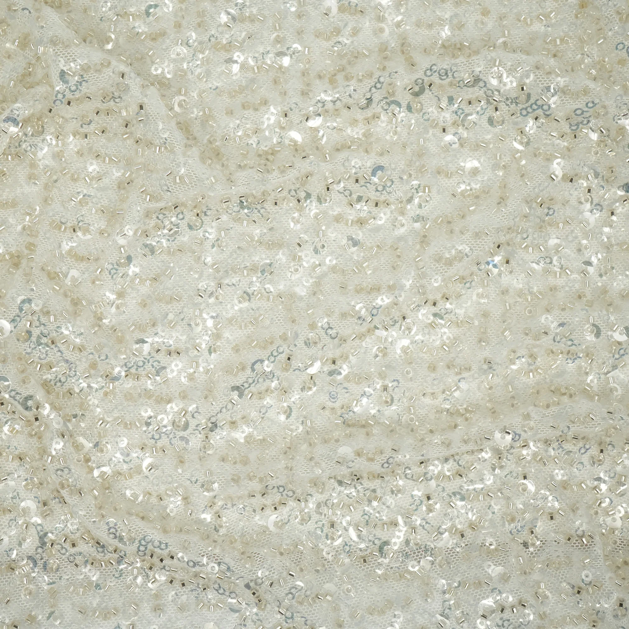 Prestige Beaded with Sequins Stretch Mesh Fabric | Blue Moon Fabrics - Image 3
