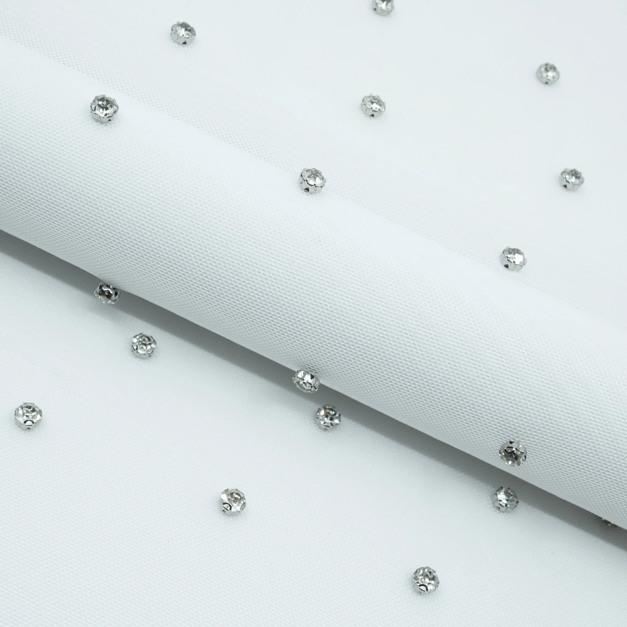 Stellar Rhinestone Stretch Mesh Fabric | Blue Moon Fabrics - Image 6